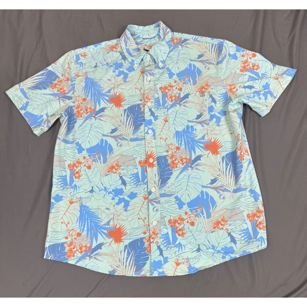 Lot of 2 Huk Fishing Shirts Mens Large Short Sleeve Button Down Floral Tropical - Picture 3 of 16
